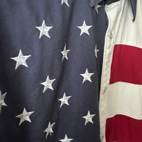 USA/America Flag Long Sleeve Men’s Button Up Snap Shirt Size Medium - Picture 3 of 8